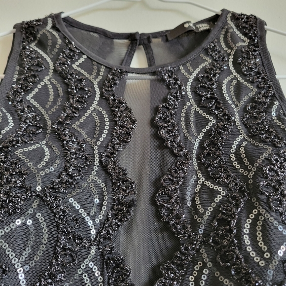 TFNC London Petite High Neck Mini Scallop Sequin Dress - Picture 8 of 11